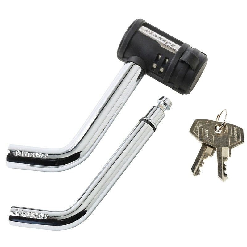 Master Lock 2866DAT Receiver Lock, For: 1/2 in and 5/8 in Receivers, Stainless Steel, Black/Silver