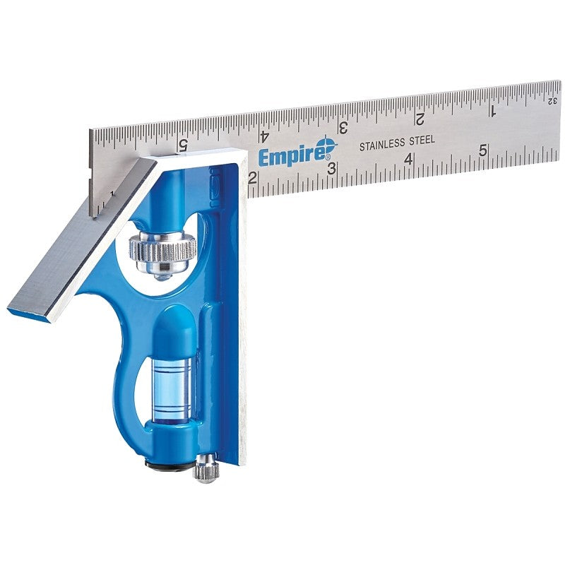 Empire True Blue Series E255 Combination Square, Stainless Steel Blade, 6 in L Blade