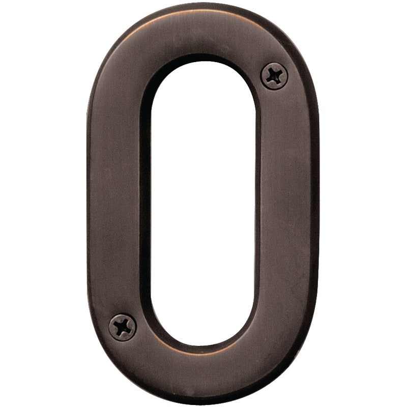 Hy-Ko Prestige Series BR-42OWB/0 House Number, Character: 0, 4 in H Character, Bronze Character, Solid Brass (Pack of 3)