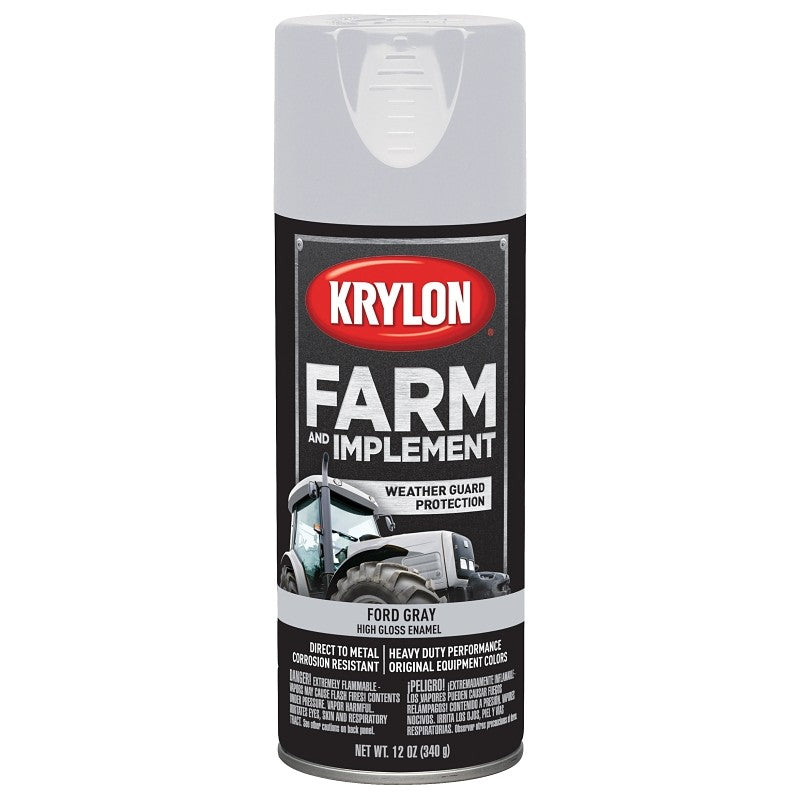 Krylon K01942000 Farm Equipment Spray, High-Gloss, Ford Gray, 12 oz (Pack of 6)