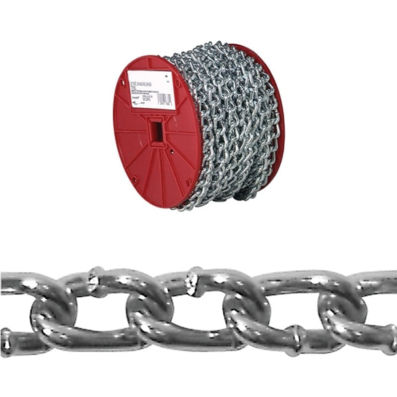 Campbell 0722527 Twist Link Coil Chain, #2/0, 70 ft L, 520 lb Working Load, Steel, Zinc