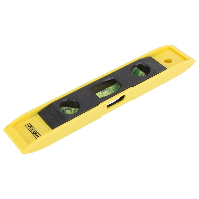 Vulcan JLO-063 Torpedo Level, 9 in L, 3-Vial, 1-Hang Hole, Magnetic, Plastic