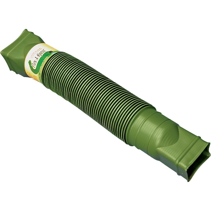 Amerimax Flex-A-Spout Series 85011 Downspout Extension, 22 to 55 in L Extended, Vinyl, Green