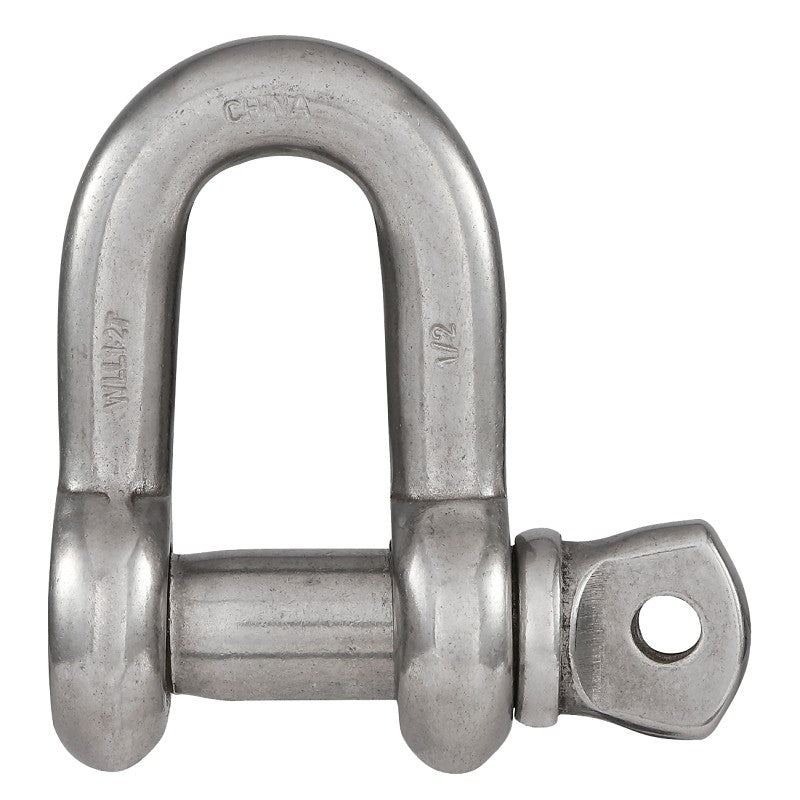 National Hardware N100-357 D-Shackle, 1/2 in, 4000 lb Working Load, 316 Grade, Stainless Steel, 1-1/2 in L Inside (POS)