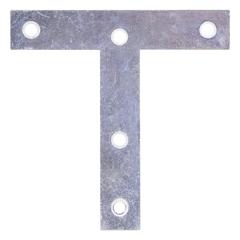 ProSource TP-Z04-C2PS T-Plate, 4 in L, 4 in W, 2 mm Thick, Steel, Zinc