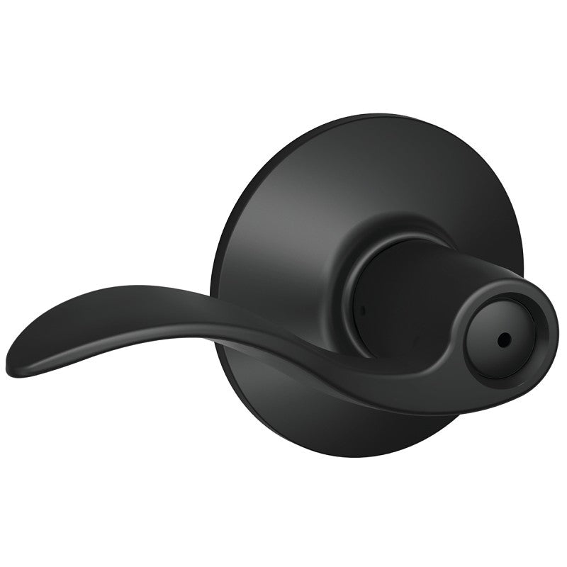 Schlage F Series F40ACC622 Privacy Lever, Mechanical Lock, Matte Black, Metal, 2 Grade, Residential, 7/8 in Housing Dia