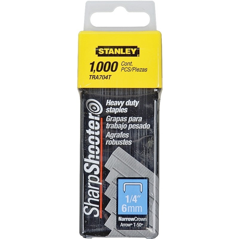 STANLEY TRA704T Staple, 27/64 in W Crown, 1/4 in L Leg, Galvanized, 24 ga