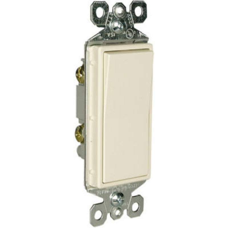 Legrand radiant Series TM870LACC10 Paddle Switch, 15 A, 120/277 VAC, Push Wire, Side Wire Terminal, Light Almond