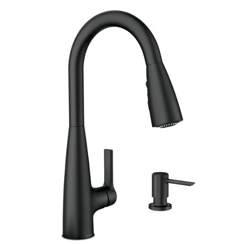 Moen Haelyn 87627 Series 87627BL Pull-Down Kitchen Faucet, 1.5 gpm, 1-Handle, 1, 2, 3, 4-Faucet Hole, Metal