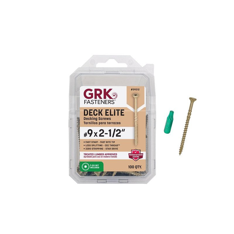 GRK Fasteners Deck Elite Series 39212 Deck Screw, 2-1/2 in L, Coarse Thread, Bugle Head, Torx Drive, 6-Point, 80
