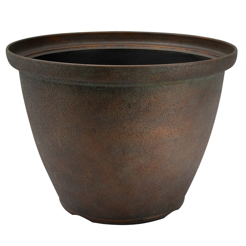 Landscapers Select S140816-1122 High-Drum Planter, 16 in Dia, 11.75 in H, Round, High-Density Resin, Bronze, Bronze (Pack of 6)