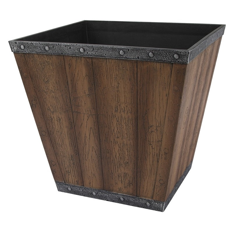Landscapers Select S161015-12064-B Square Whiskey Barrel Planter, 13-1/4 in H, 14-1/2 In W, Square, High-Density Resin (Pack of 6)