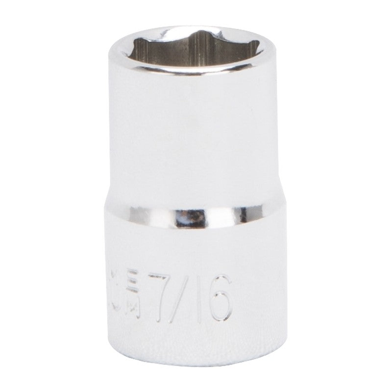 Vulcan MT6493662 Drive Socket, 7/16 in Socket, 3/8 in Drive, 6-Point, Chrome Vanadium Steel, Chrome
