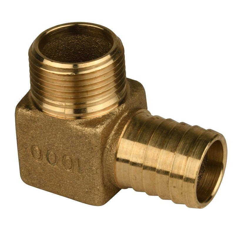 Water Source HE101NL Yard Hydrant Elbow, 1 in, Barb x MPT, 90 deg Angle, Brass, 120 psi Pressure