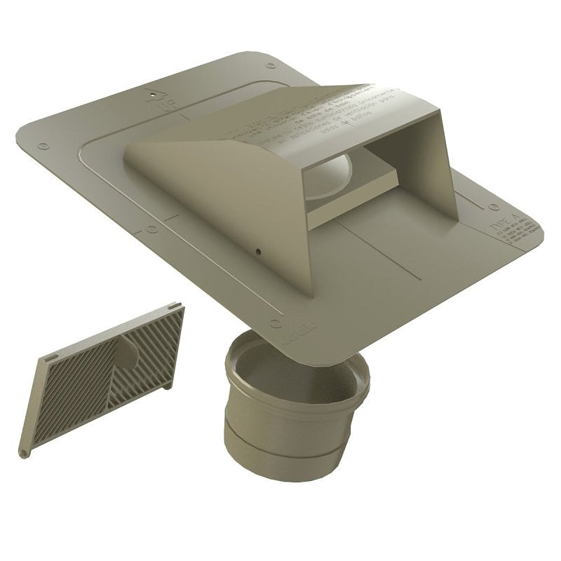 Canplas 6014WW Roof Dryer and Bathroom Exhaust Vent, 6-1/8 in W Hood, 3-1/4 in H Hood, 4 in Duct, Weather Wood Hood