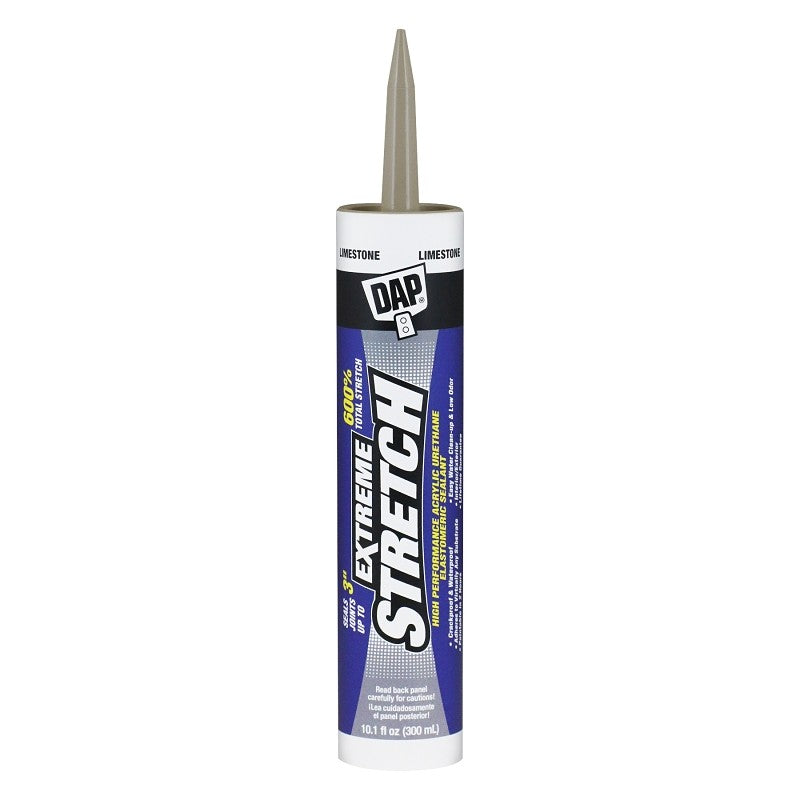 DAP EXTREME STRETCH 7079818714 Premium Elastomeric Sealant, Limestone, 24 hr Curing, 40 to 100 deg F, 10.1 fl-oz (Pack of 12)