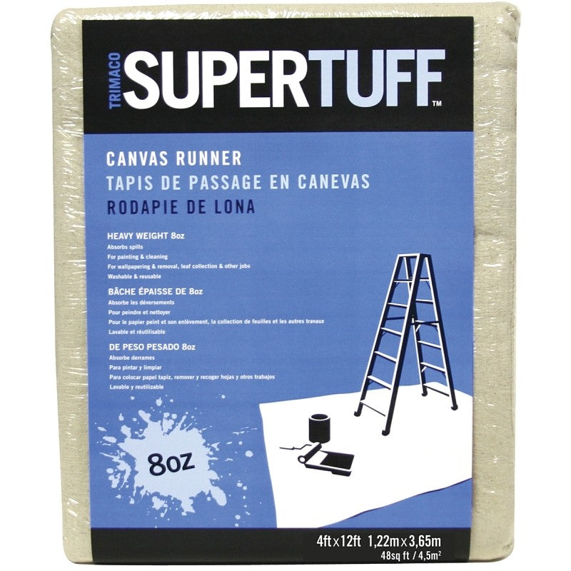 Trimaco SUPERTUFF 58907 Drop Cloth, 12 ft L, 4 ft W, Canvas, Gold