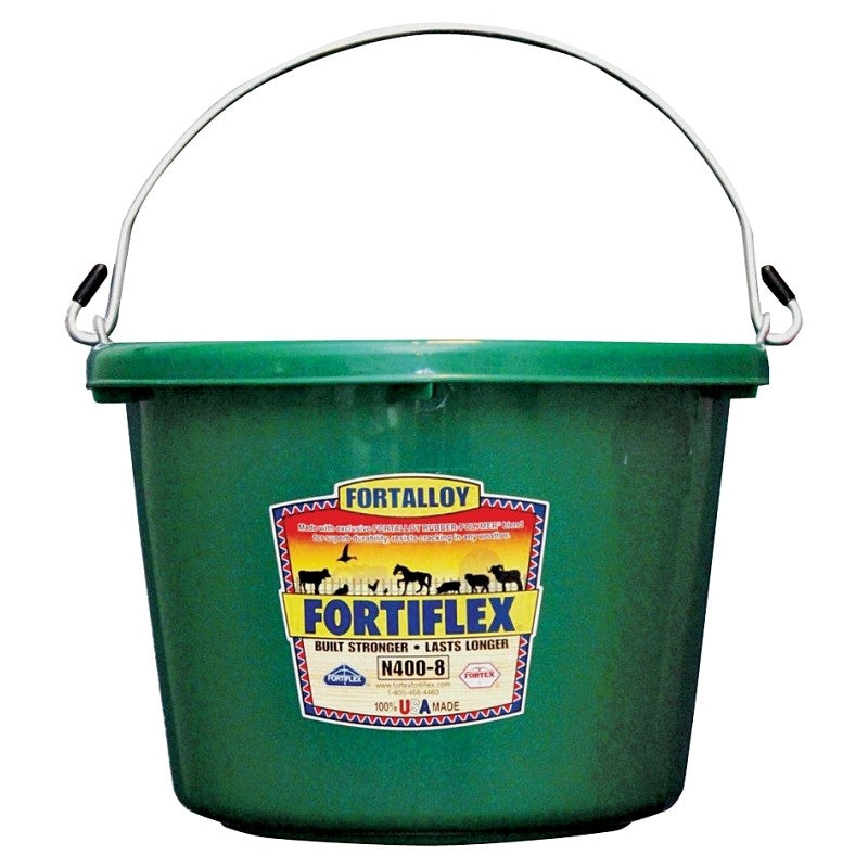 Fortex-Fortiflex N4008GR Utility Pail, 8 qt Volume, Fortalloy Rubber Polymer, Green