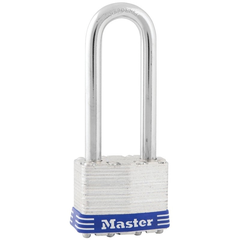 Master Lock 1DLJ Padlock, 1-3/4 in W Body, Keyed Different Key, 5/16 in Dia Shackle, 2-1/2 in H Shackle, Silver