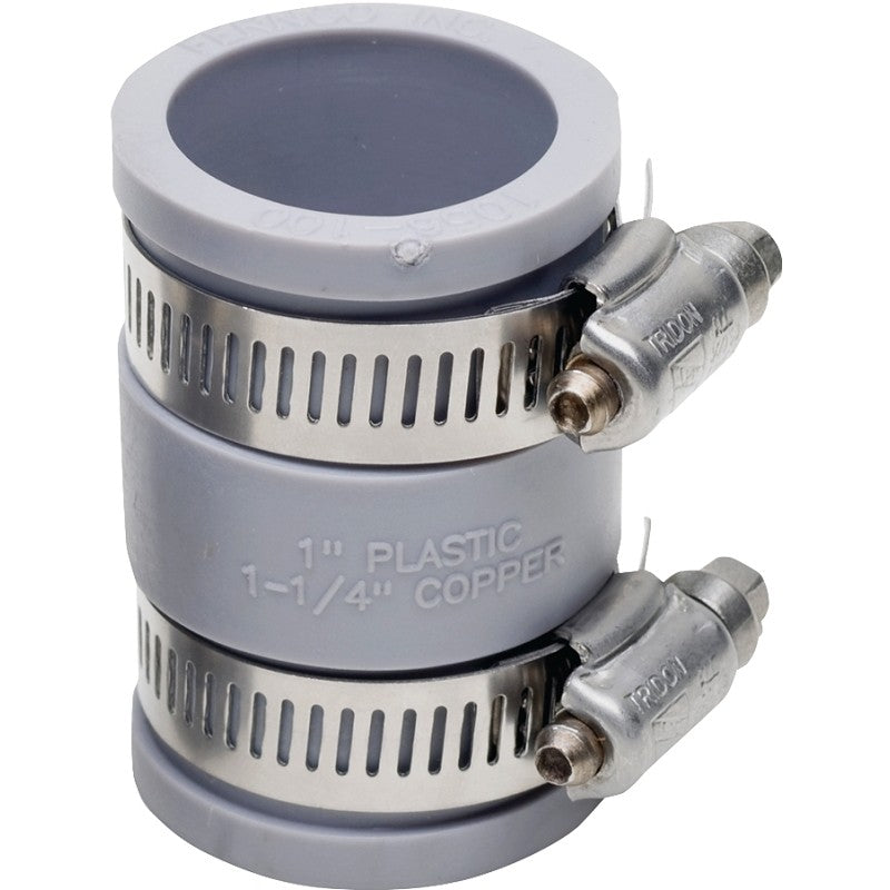 Fernco P1056-100 Flexible Coupling, 1 in, PVC, SCH 40 Schedule, 4.3 psi Pressure