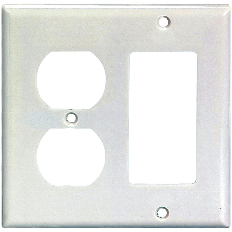 Eaton Wiring Devices 2157W-BOX Combination Wallplate, 4-1/2 in L, 4-9/16 in W, Standard, 2-Gang, Thermoset, White
