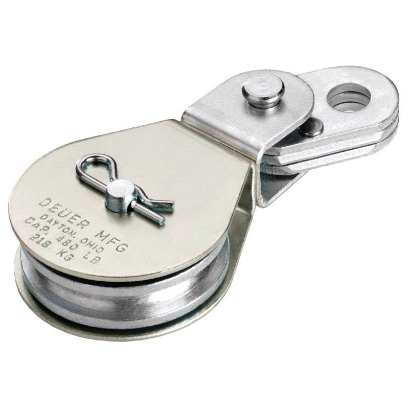 Deuer DB-20E Cable Block, Swivel Eye, 1/4 in Rope, 480 lb Working Load, Zinc