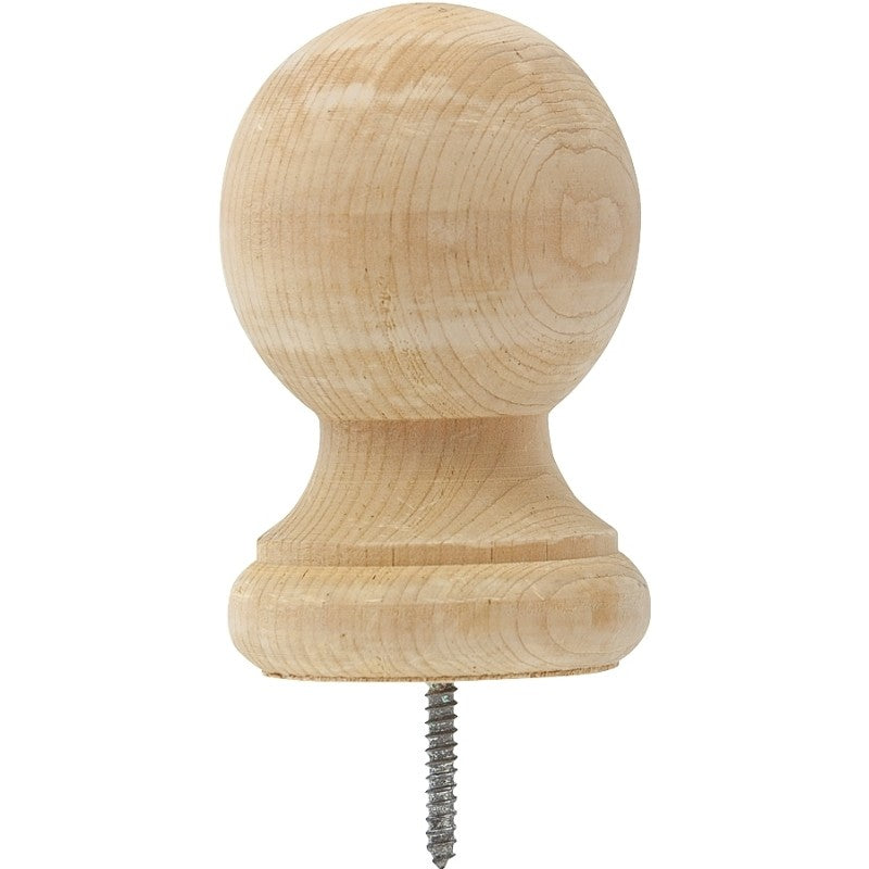 Waddell 110 Post Top, 3-1/4 in Dia, 4-1/4 in H, Large Ball, Pine