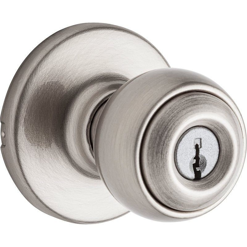 Kwikset 400P 15 6AL RCS K3 V1 Entry Knob, Ball, Polo, Satin Nickel, Zinc, K3, KW1 Keyway, Re-Key Technology: Smartkey