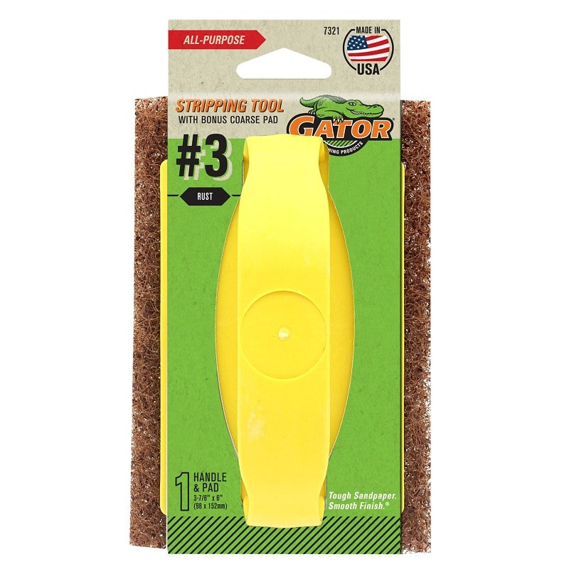 Gator 7321 Hand Stripping Tool Kit, 6 in L, 9 in W, #3 Grit, Very Fine, Synthetic Steel Wool Abrasive
