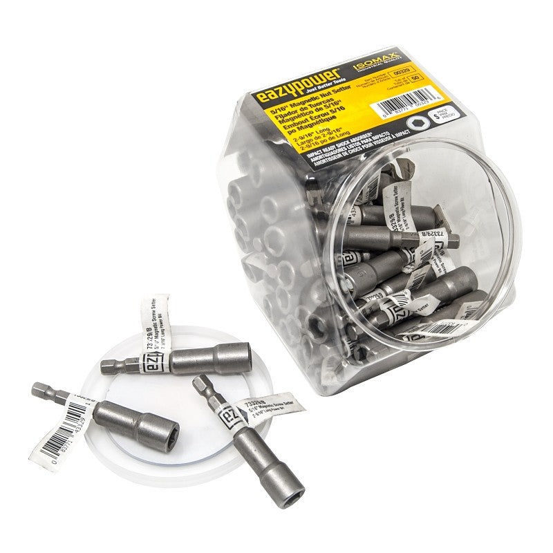 Isomax 00329 Series Nutsetter, 2-9/16 in L Dimensions, Magnetic, Steel, 5/16 in Hex Drive