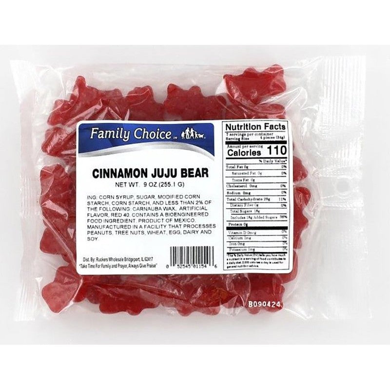 Family Choice 1154 Juju Bear Candy, Cinnamon Flavor, 11.5 oz