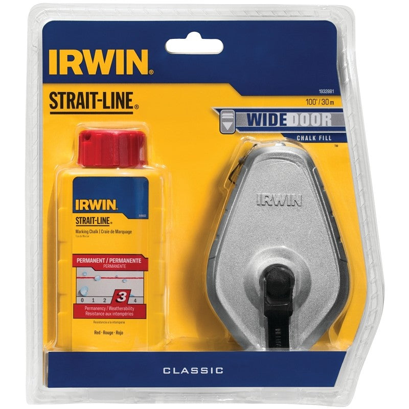Irwin STRAIT-LINE IWHT48441RC Classic Chalk Reel, 100 ft L Line, 1:1 Gear Ratio