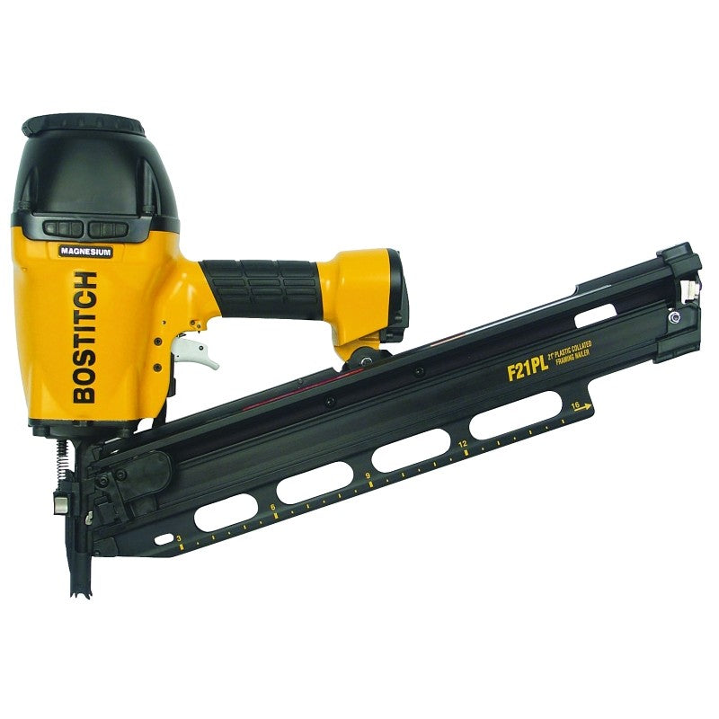 Bostitch F21PL Framing Nailer, 20-1/4 in L x 5-1/8 in W x 14-1/4 in H Dimensions, 60 Magazine, 21 deg Collation