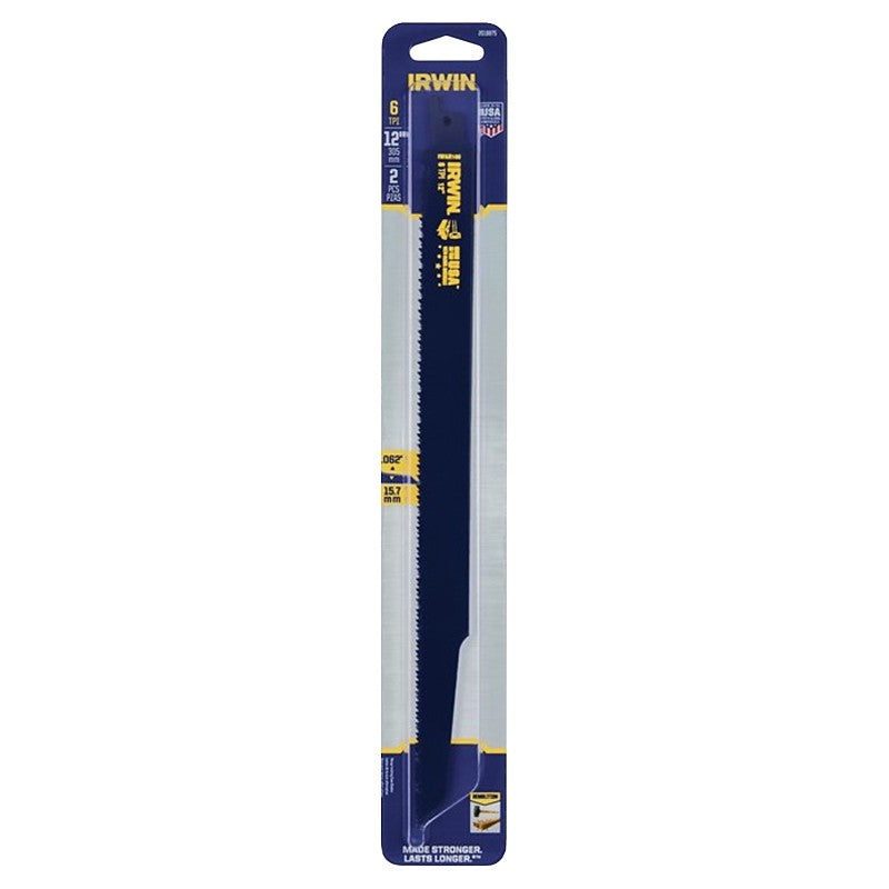 Irwin 2018875 Reciprocating Saw Blade, 0.865 in W, 12 in L, 6 TPI, HSS Cutting Edge