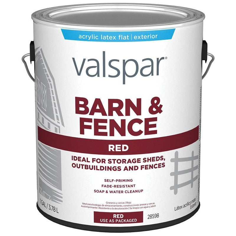 Valspar 018.3121-10.007 Barn and Fence Paint, Red, 1 gal (Pack of 4)