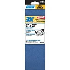 Norton 49264 Sanding Belt, 3 in W, 21 in L, Zirconia Aluminum Abrasive, 80 Grit, Medium
