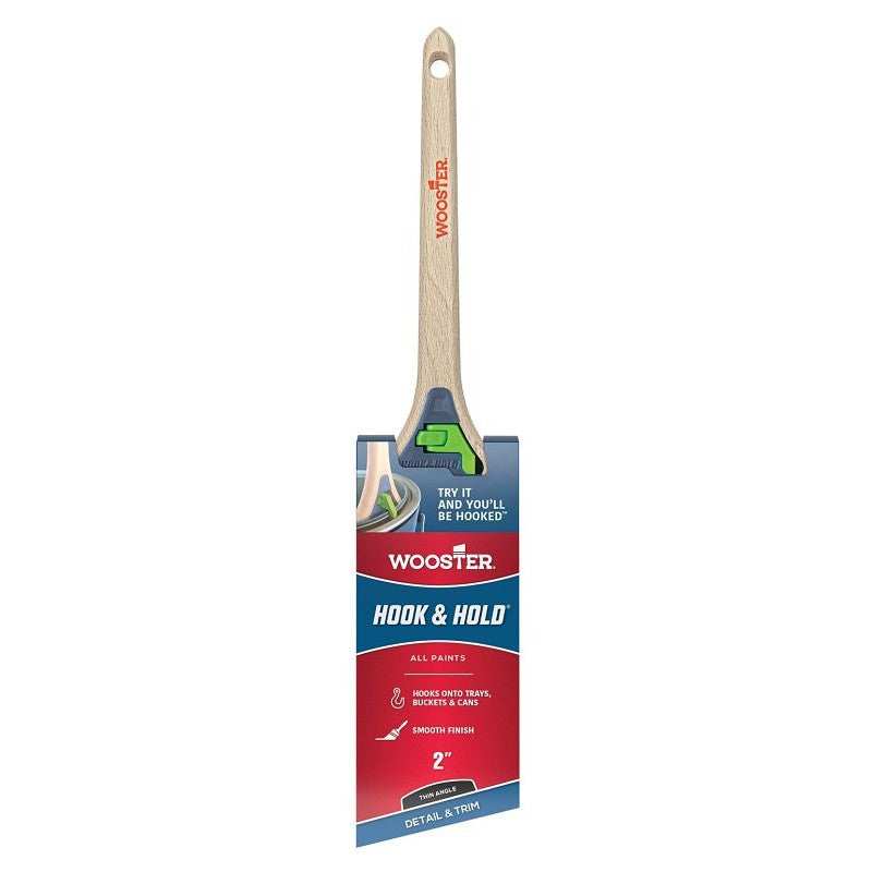 Wooster Hook and Hold 5300-2 Trim Paint Brush, 2 in W, Soft Thin Angle Brush, 2-3/8 in L Bristle, Polyester Bristle
