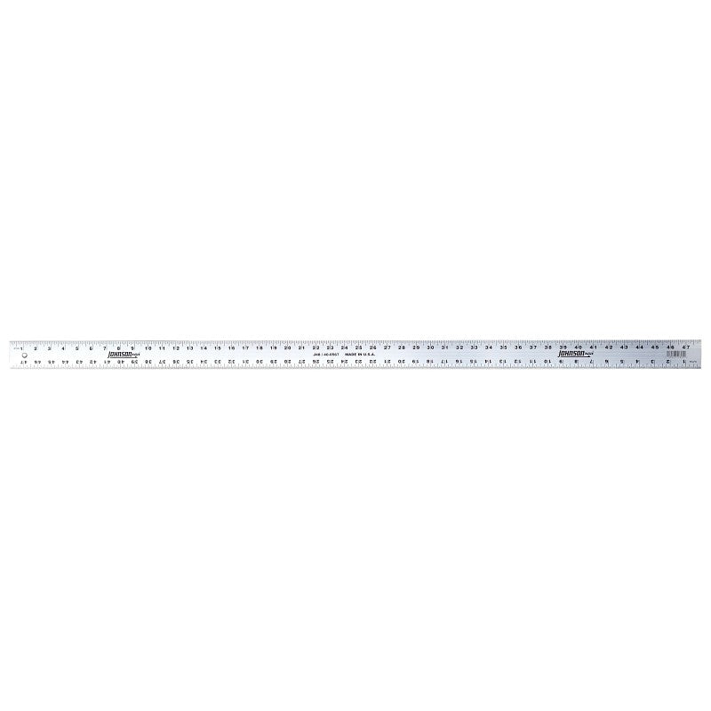 Johnson COLORmaxx Series J48 Straight Edge Ruler, 1/8, 1/16 in Graduation, Aluminum, Clear, 2 in W