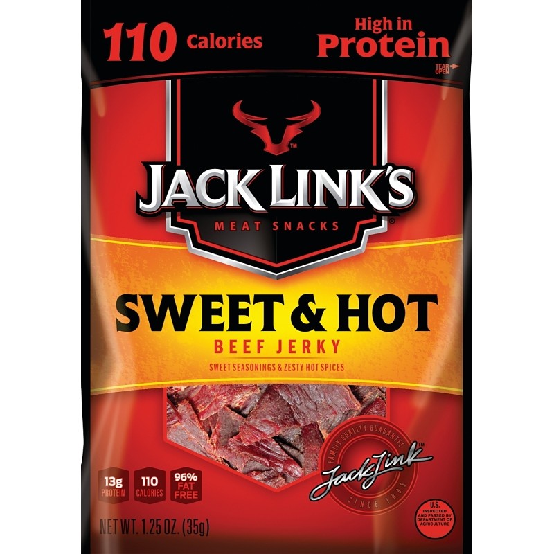 Jack Link's 10000008342 Snack, Jerky, Sweet, Hot, 1.25 oz (Pack of 10)