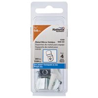 Mirror Holders Metal 1/4 Inch Zinc Plated Steel Screws & Plastic Anchors 4 Pack