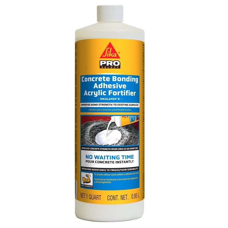 Sika SikaLatex R PRO SELECT Series 471643 Bonding Adhesive, Liquid, Milky White, 1 qt, Jug