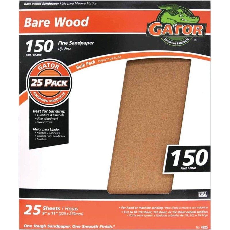 Gator 3274 Sanding Sheet, 11 in L, 9 in W, 150 Grit, Garnet Abrasive