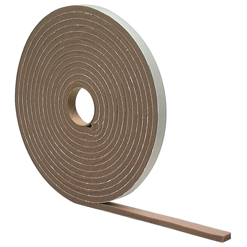 M-D 02790 Foam Tape, 3/8 in W, 17 ft L, 3/16 in Thick, PVC, Brown