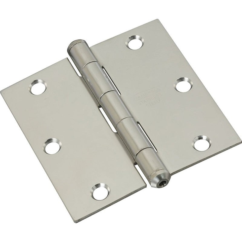 National Hardware N830-277 Square Corner Door Hinge, Stainless Steel, Zinc, Non-Rising, Removable Pin, 50 lb