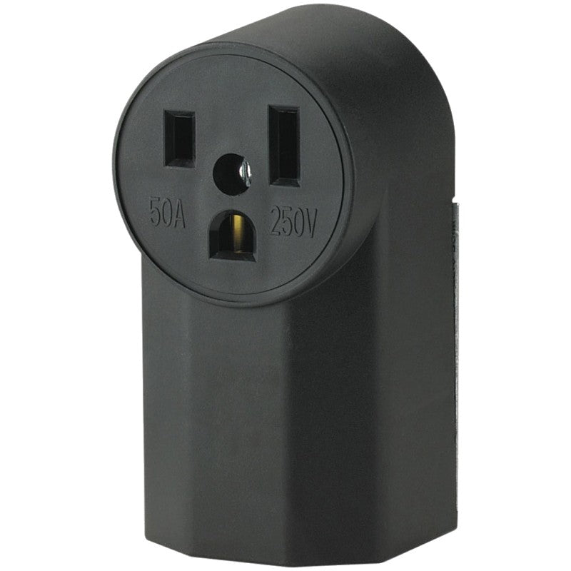 Eaton Cooper Wiring 1252 Power Receptacle, 2 -Pole, 250 V, 50 A, NEMA: NEMA 6-50R, Black
