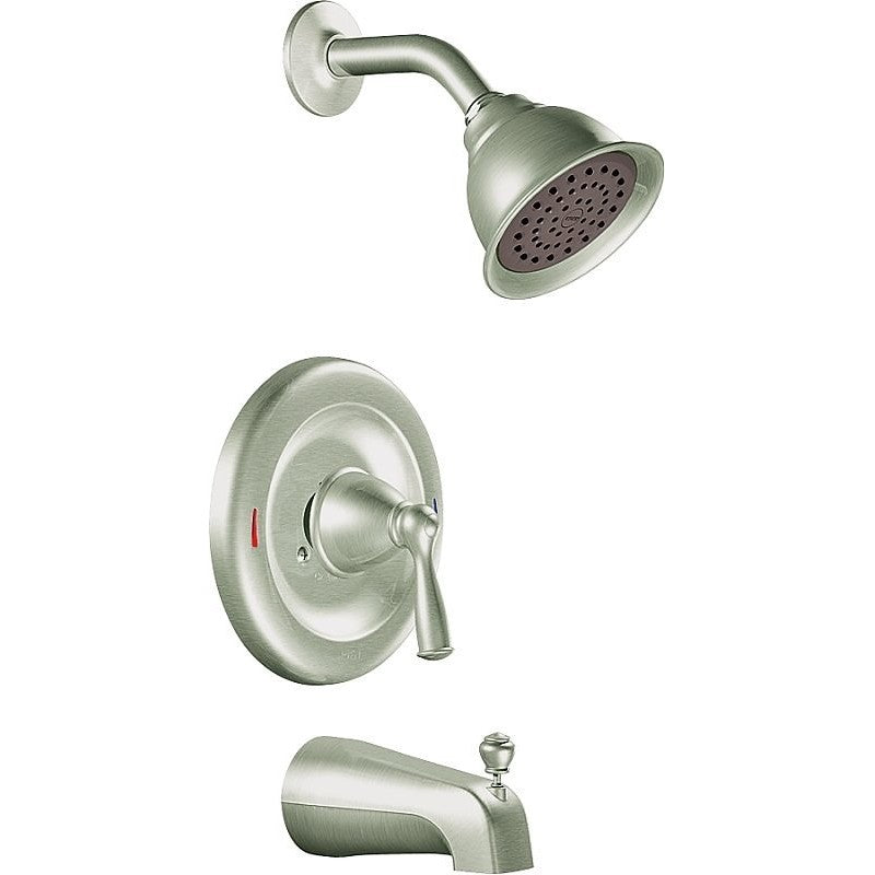 Moen Banbury Series 82910SRN Tub and Shower Faucet, Standard Showerhead, 1.75 gpm Showerhead, 1 Spray Settings, Metal