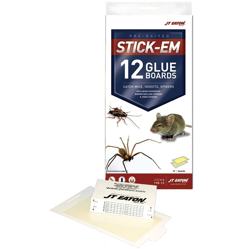 J.T. Eaton Stick-Em 198-12 Scorpion Glue Trap, Solid, Characteristic Petroleum, Clear/Pale Yellow, Pack