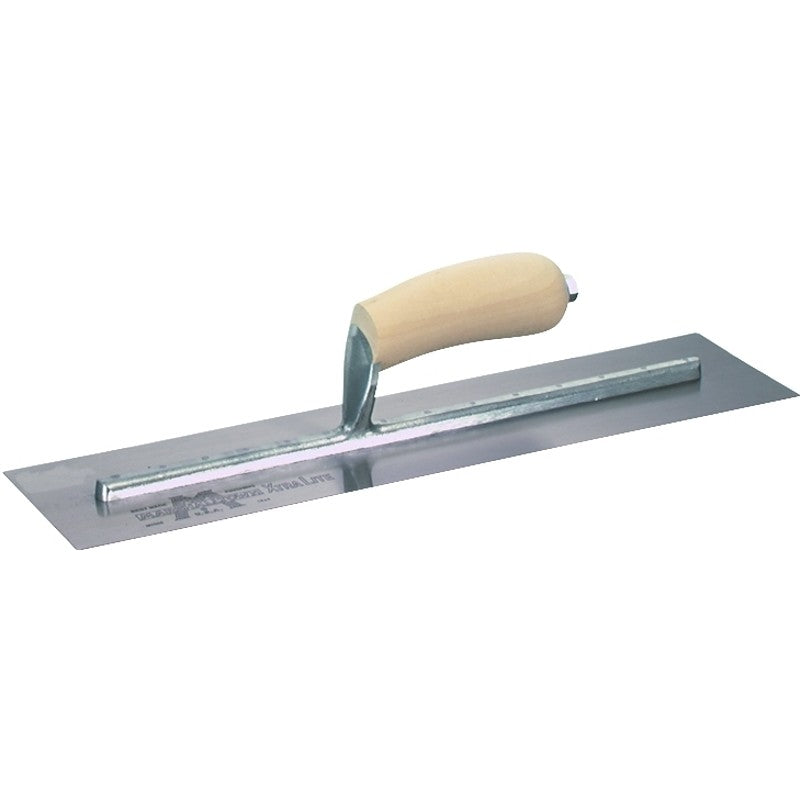 Marshalltown MXS66 Finishing Trowel, 16 in L Blade, 4 in W Blade, Spring Steel Blade, Square End, Curved Handle