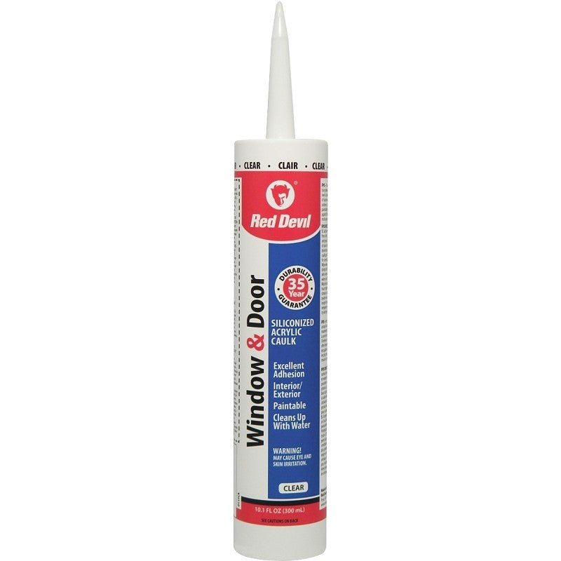 Red Devil 0115CA Siliconized Acrylic Caulk, Clear, 10.1 oz Cartridge