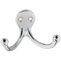 Double Prong Robe Hooks Chrome 2 Pack (POS)